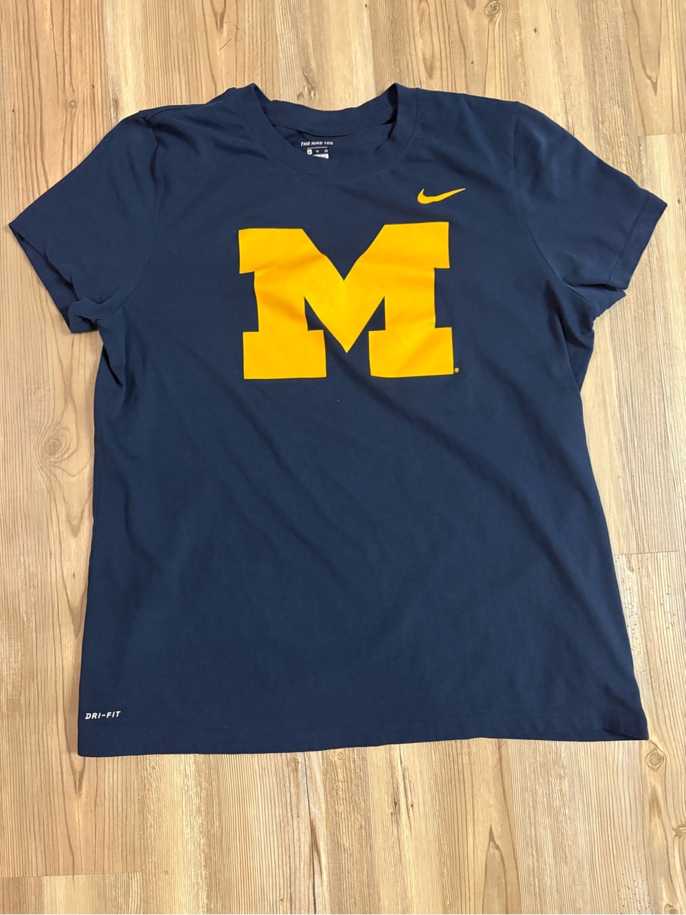 Nike Men’s Navy T-Shirt with Large Maize 'M'